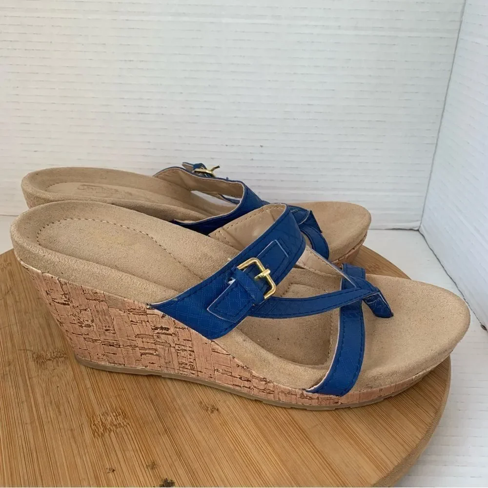 Cheeks Tony Little Women 8.5 M Sandals Fitbody Cork Wedge High Heel Strap Shoes